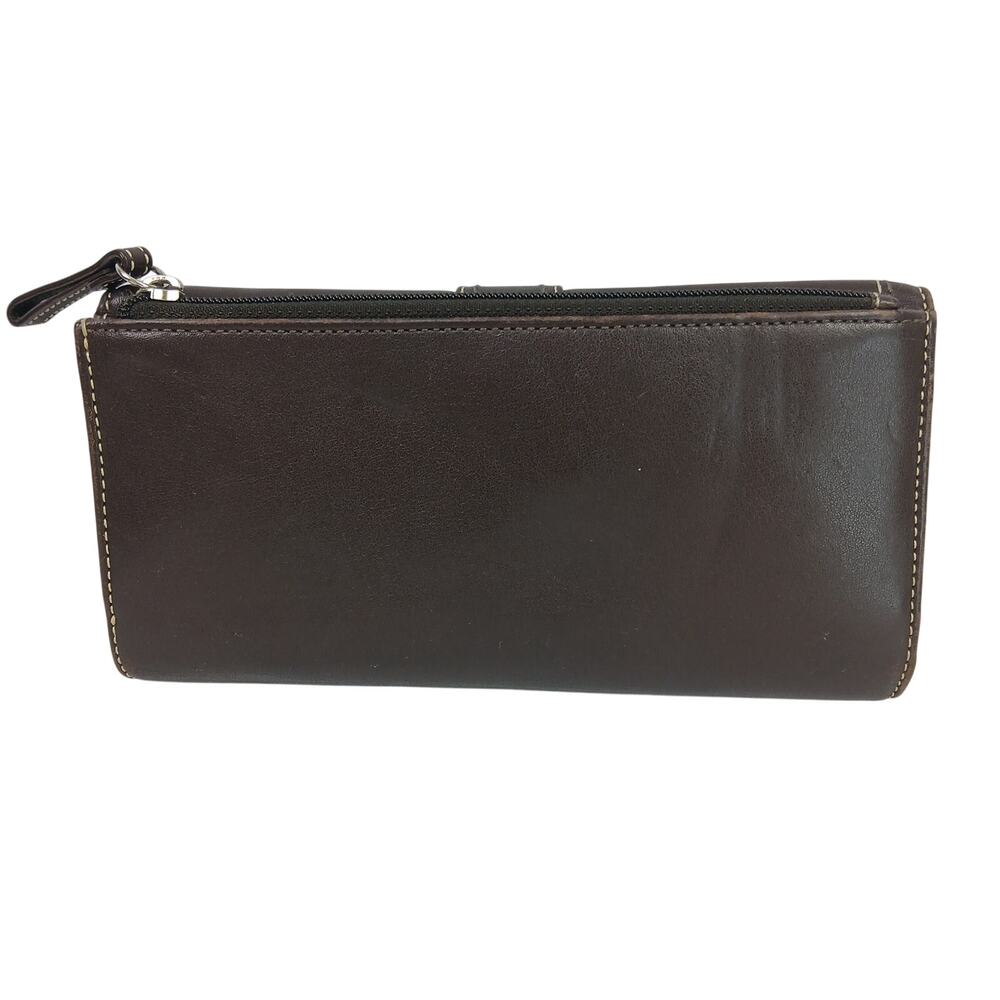 Coach VTG Y2K Soho Dark Brown Leather Buckle Wallet Checkbook Silver Hardware480 - Picture 4 of 8